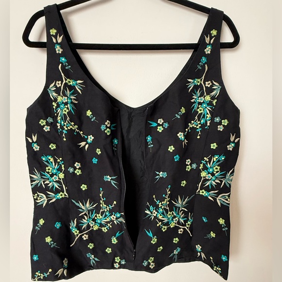 Dana Buchman Fully Embroidered Floral Silk & Linen Top - Picture 10 of 12